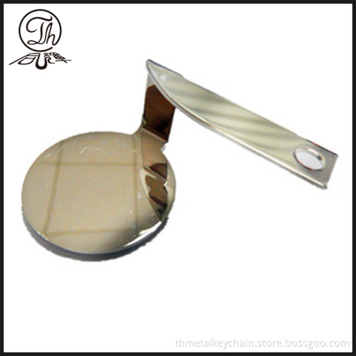Odd shape metal plate accessory with print logo